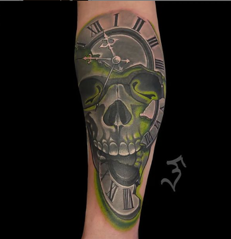 Tattoos - Quade Dahlstrom Time Skull - 143243
